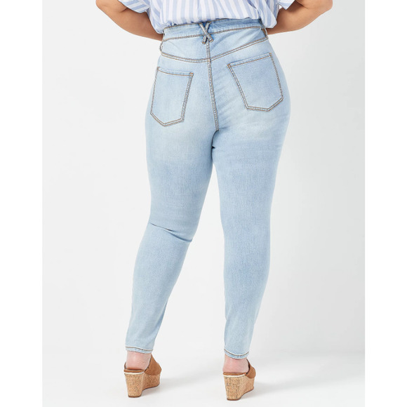 All Worthy 4 Hunter McGrady Skinny Ankle Button Fly Regular Denim Medium Indigo - Picture 4 of 5